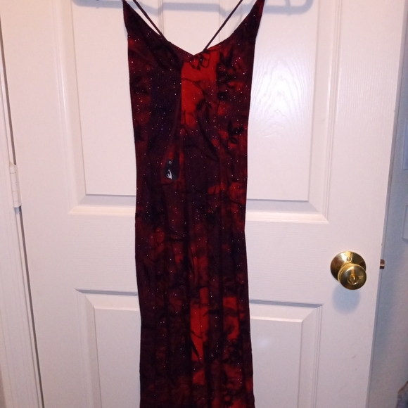 Women's Deep Back Plunge Hi Low BodyCon Glitter Evening Party Dress - Picture 8 of 9